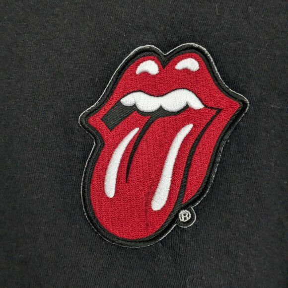 Rolling Stones Black T-Shirt Size M Graphic Logo Lips and Tongue Cotton Cropped - Picture 2 of 7